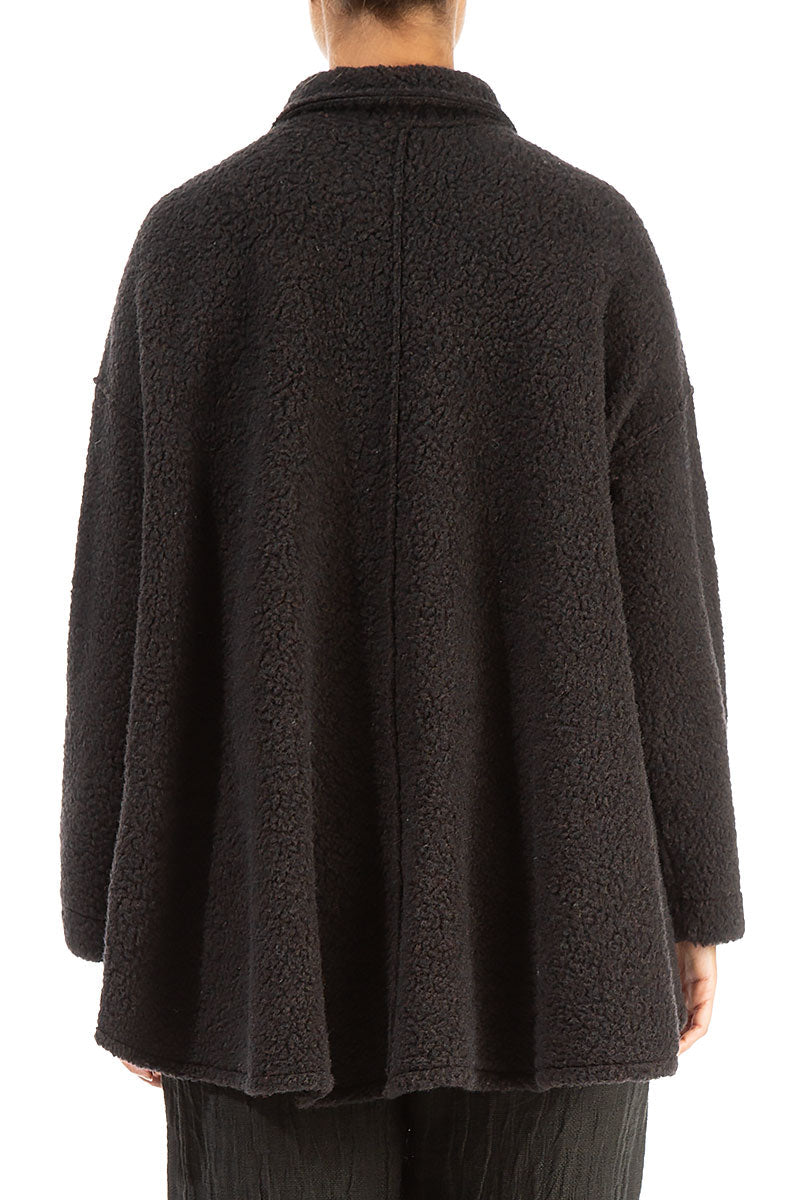 Collar Dark Chocolate Plush Wool Cotton Shirt