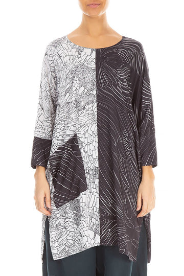 Contrasting Pocket Printed Silk Tunic