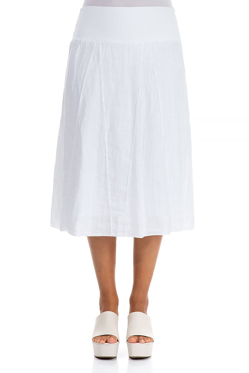 Cotton Waist White Linen Skirt