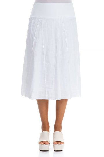Cotton Waist White Linen Skirt
