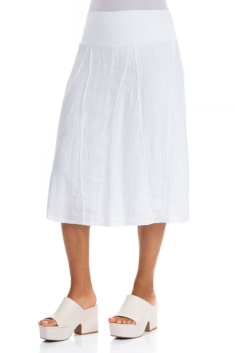 Cotton Waist White Linen Skirt