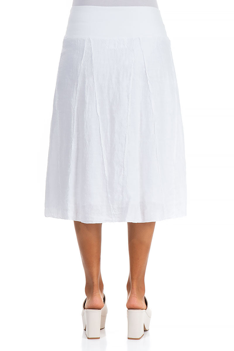 Cotton Waist White Linen Skirt