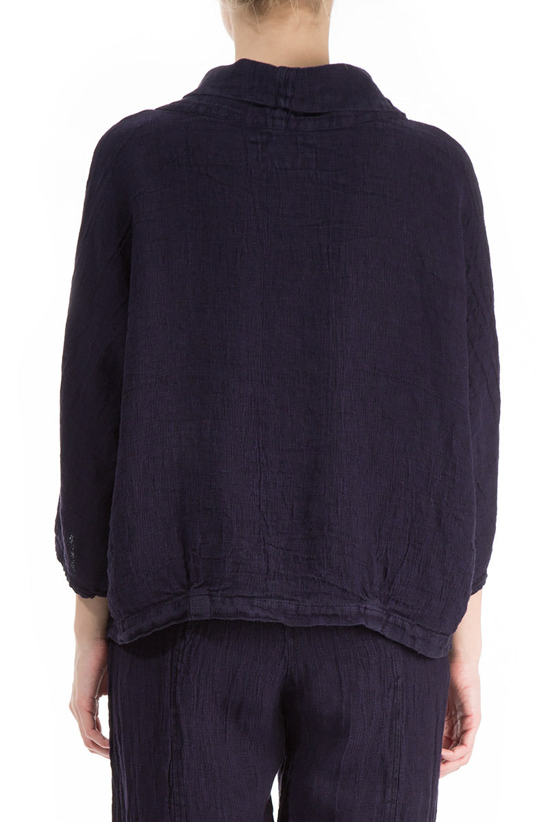 Cowl Neck Purple Mélange Linen Blouse