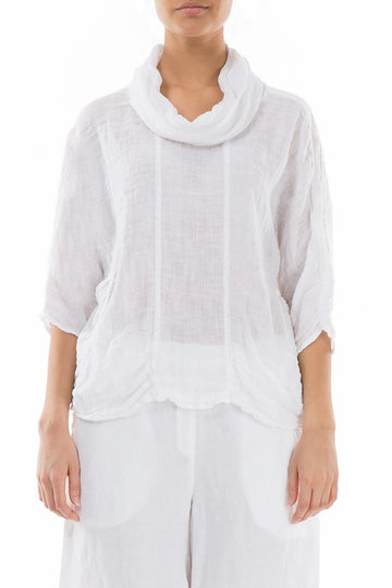Cowl Neck White Linen Blouse - GRIZAS | Natural Contemporary Womenswear