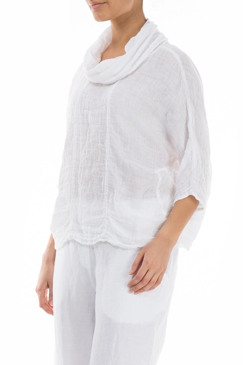 Cowl Neck White Linen Blouse - GRIZAS | Natural Contemporary Womenswear