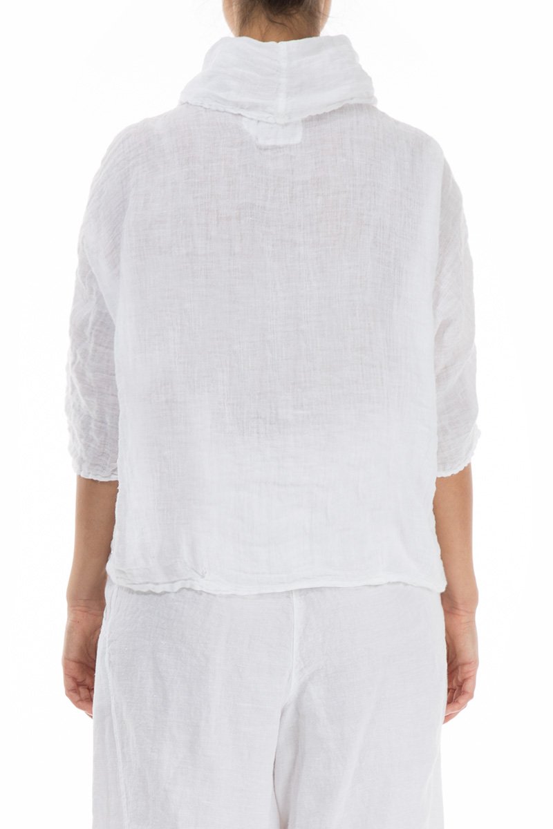 Cowl Neck White Linen Blouse - GRIZAS | Natural Contemporary Womenswear