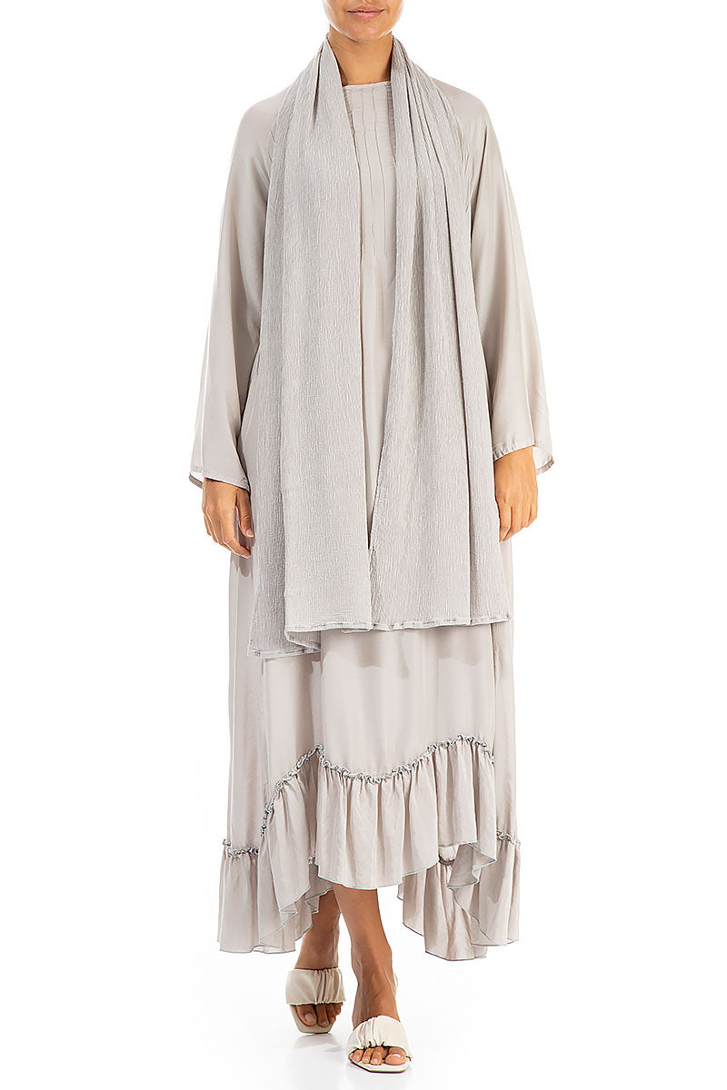 Cream Crinkled Silk Viscose Scarf