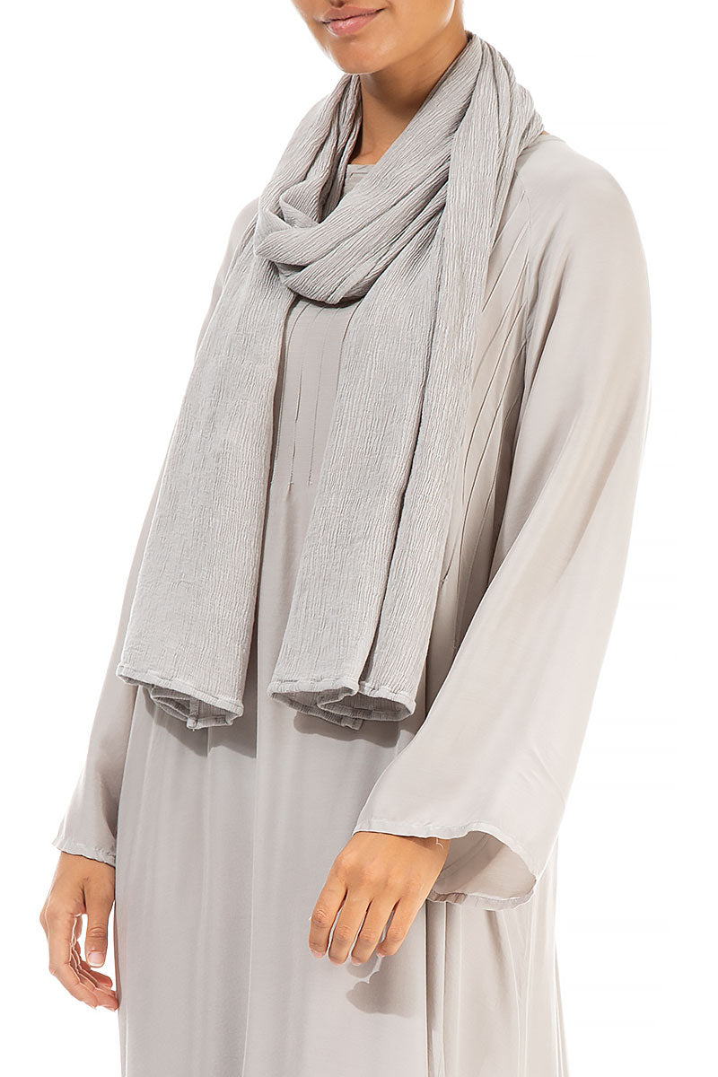 Cream Crinkled Silk Viscose Scarf