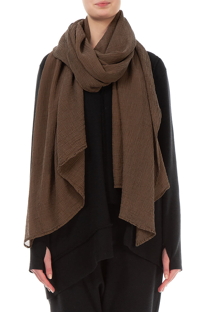 Crinkled Chocolate Silk Scarf