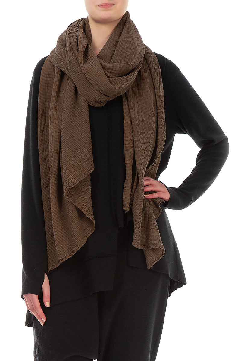 Crinkled Chocolate Silk Scarf