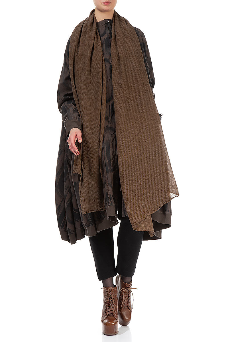 Crinkled Chocolate Silk Scarf