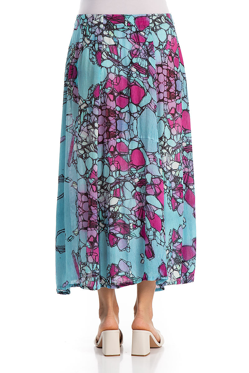 Crinkled Gemstone Silk Viscose Maxi Skirt