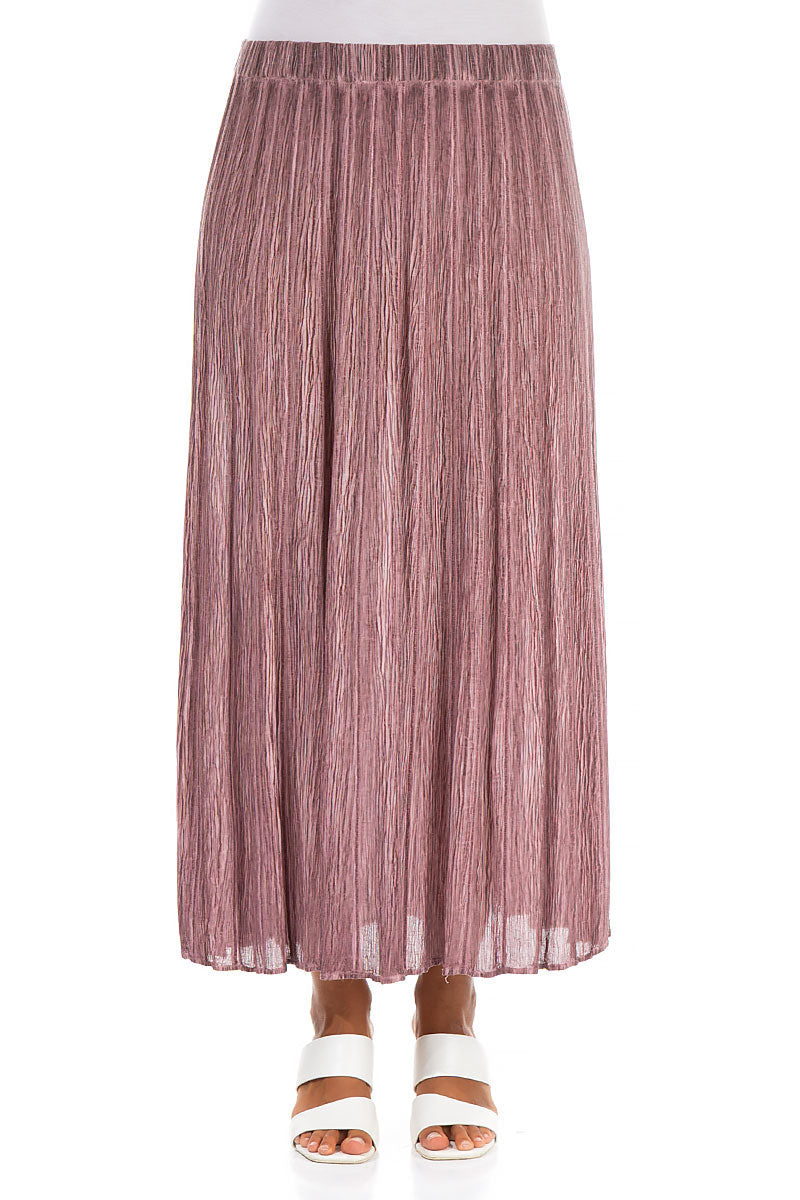 Crinkled Washed Effect Redwood Silk Viscose Skirt