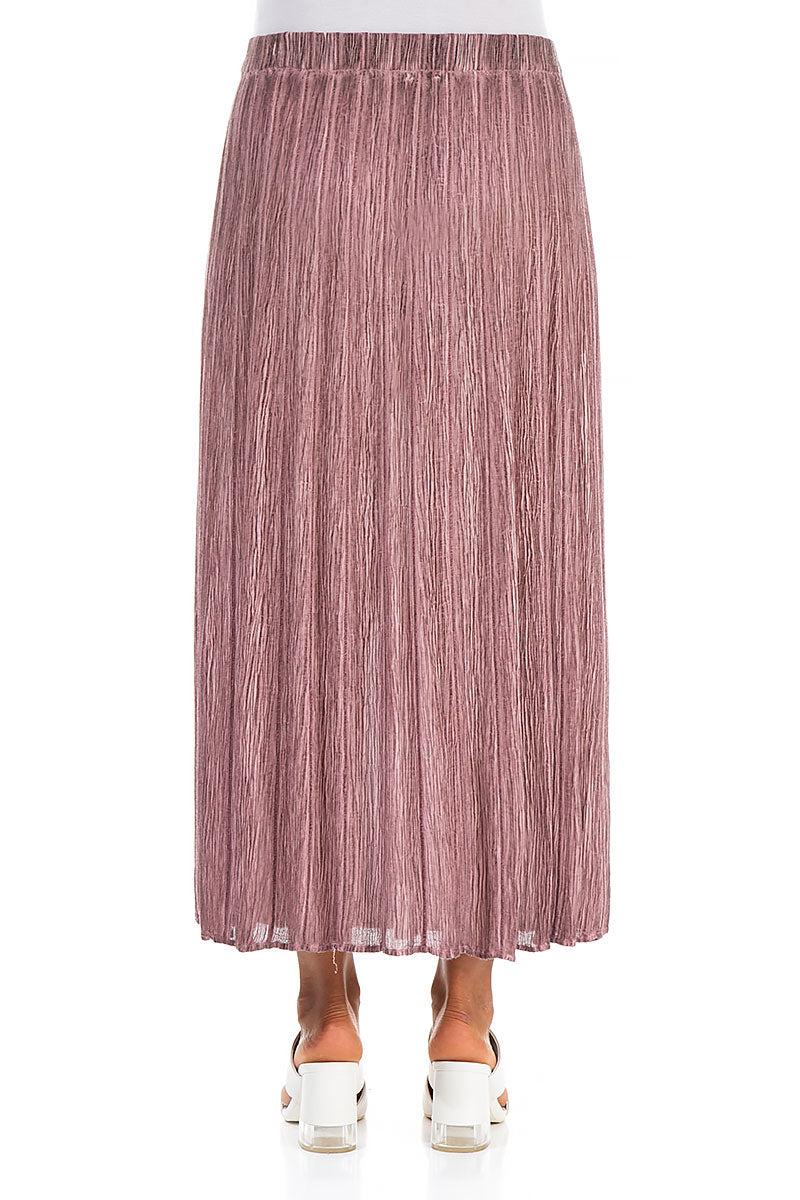 Crinkled Washed Effect Redwood Silk Viscose Skirt