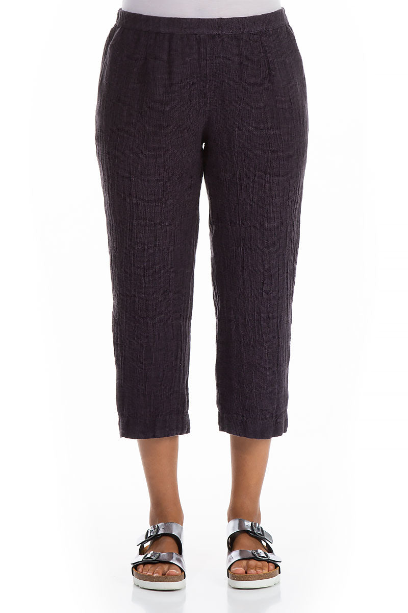 Cropped Amethyst Mélange Linen Trousers