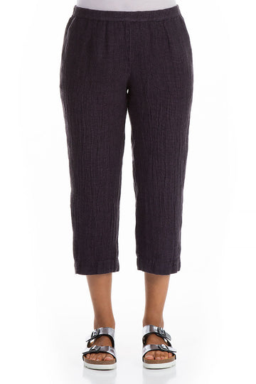 Cropped Amethyst Mélange Linen Trousers