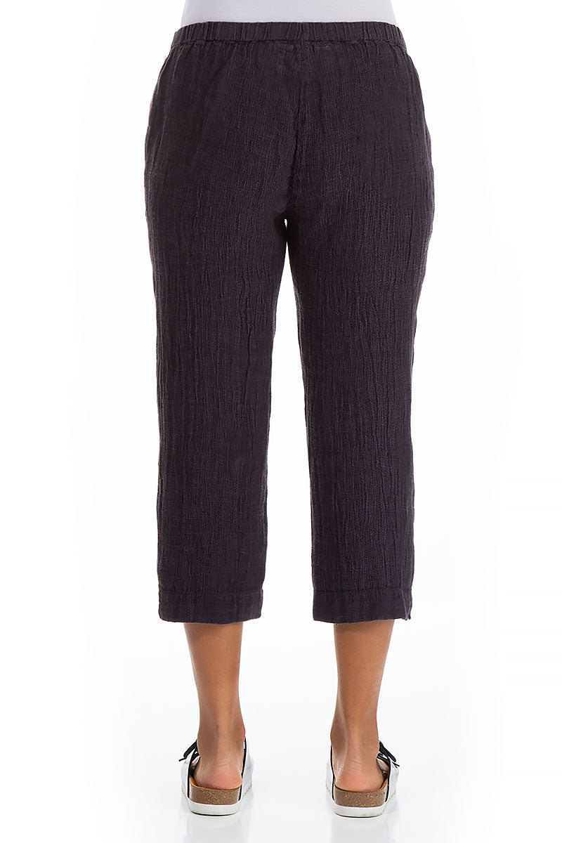 Cropped Amethyst Mélange Linen Trousers