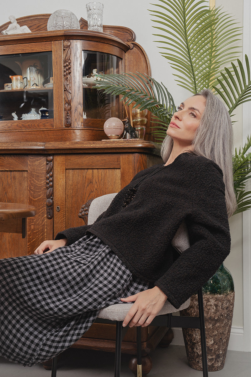 Plush Wool Dark Chocolate Cotton Jumper