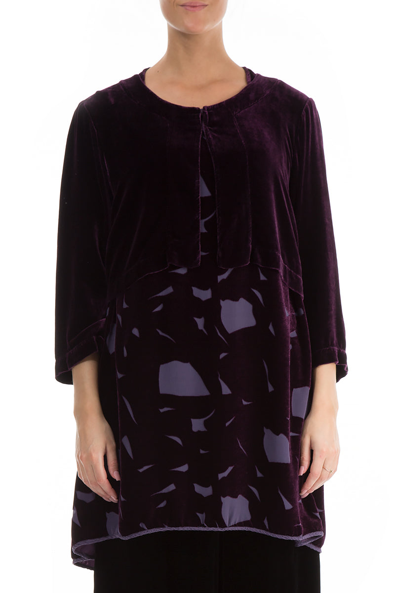 Short Purple Silk Velvet Jacket