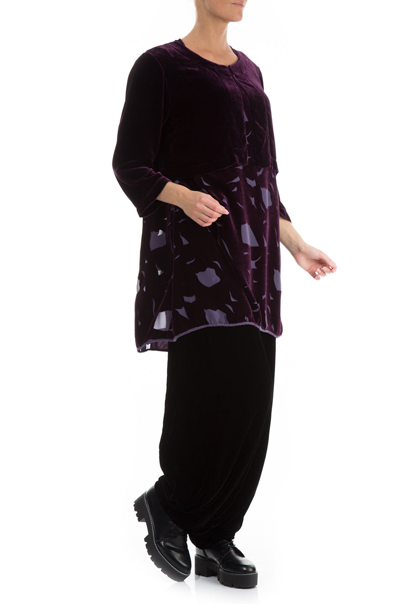 Short Purple Silk Velvet Jacket