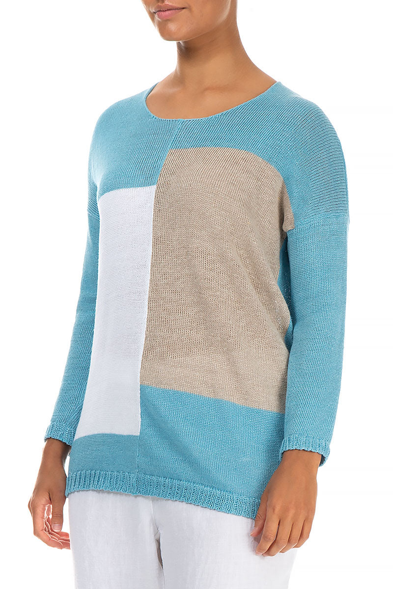 Decorated Baby Blue Linen Jumper