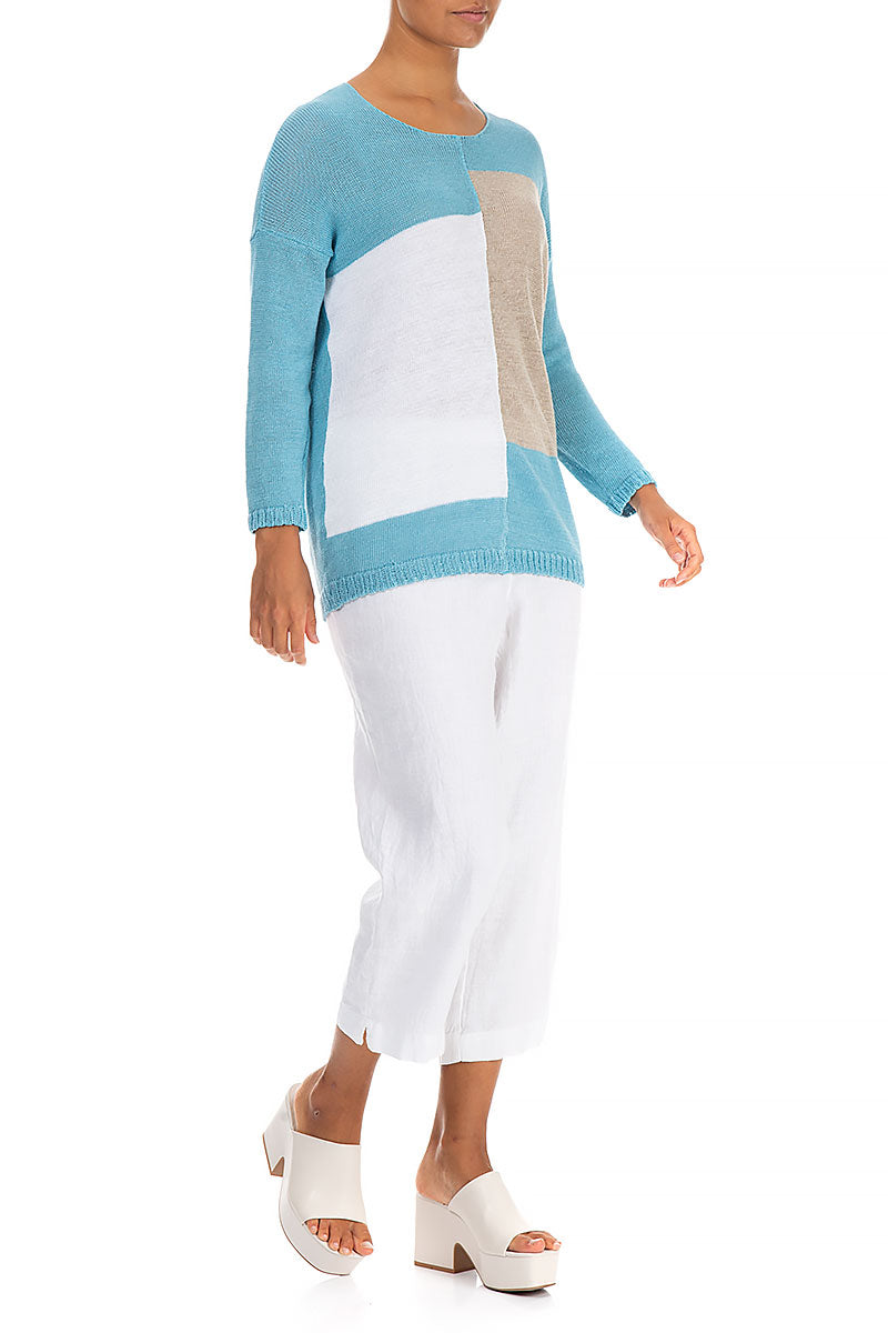 Decorated Baby Blue Linen Jumper