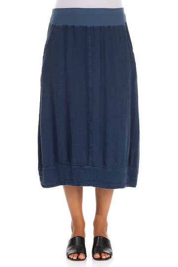 Denim Blue Linen Midi Skirt