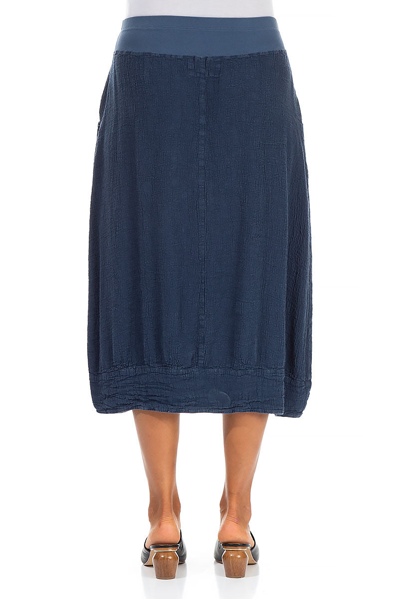 Denim Blue Linen Midi Skirt
