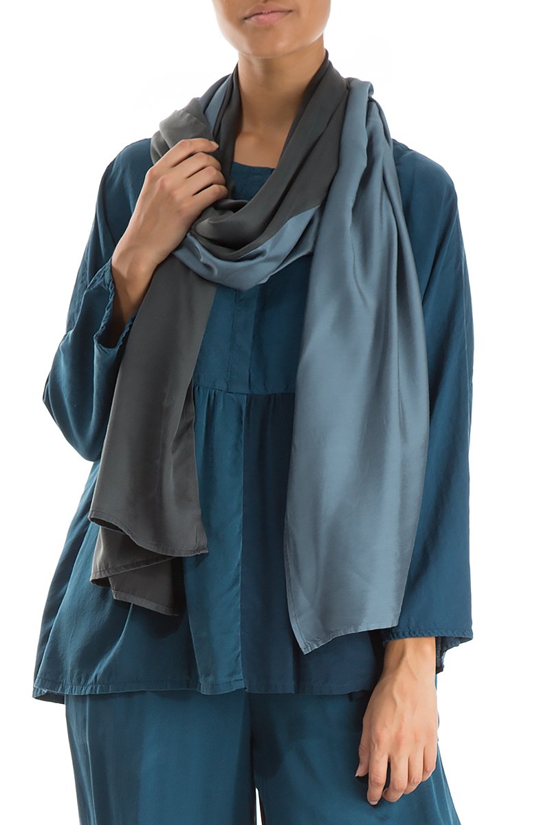 Divided Brass Blue Silk Scarf