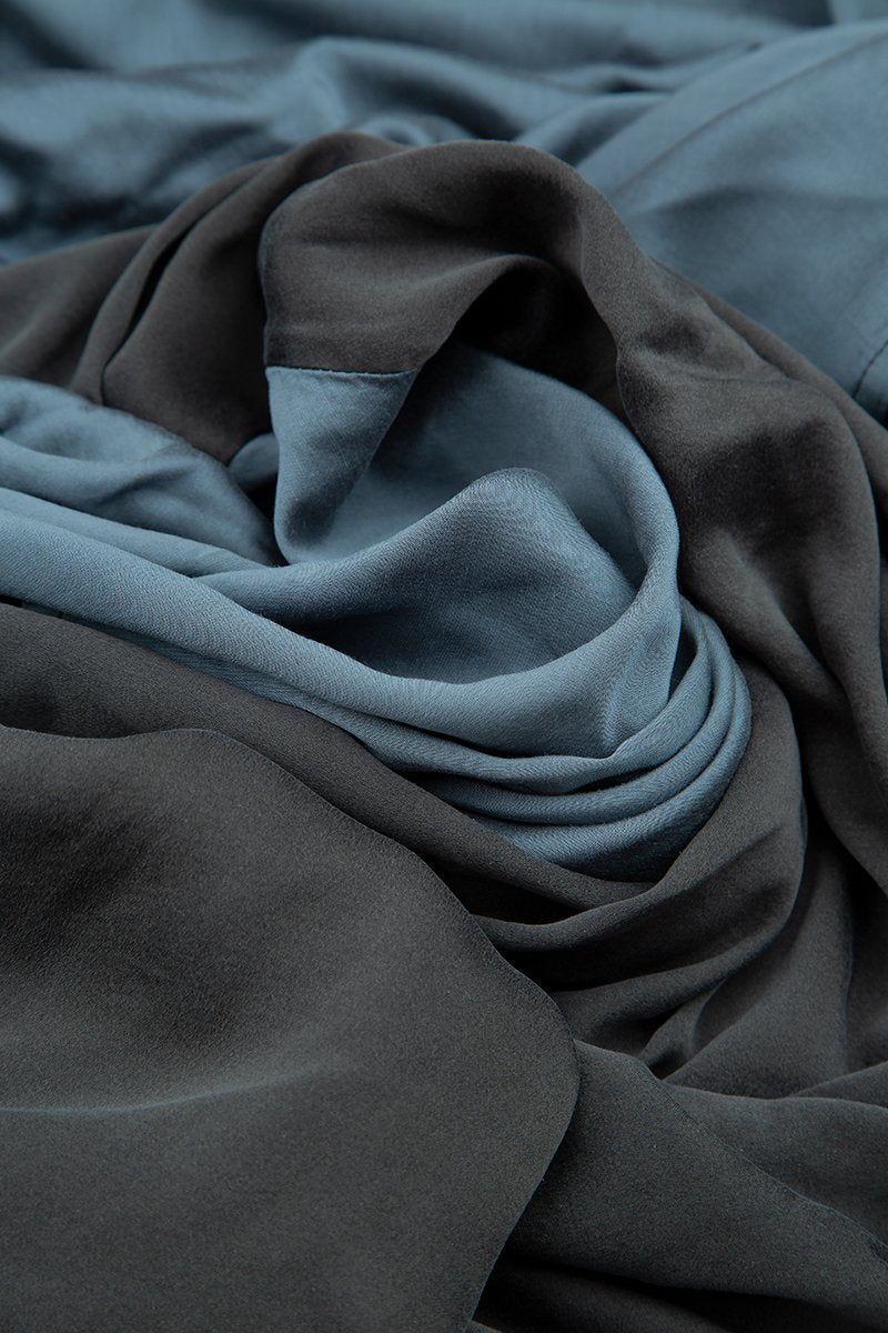 Divided Brass Blue Silk Scarf