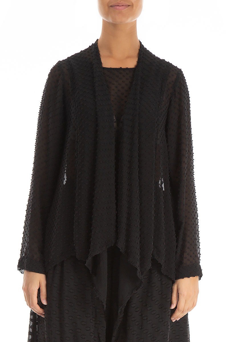 Dotty Black Silk Jacket - Blouse