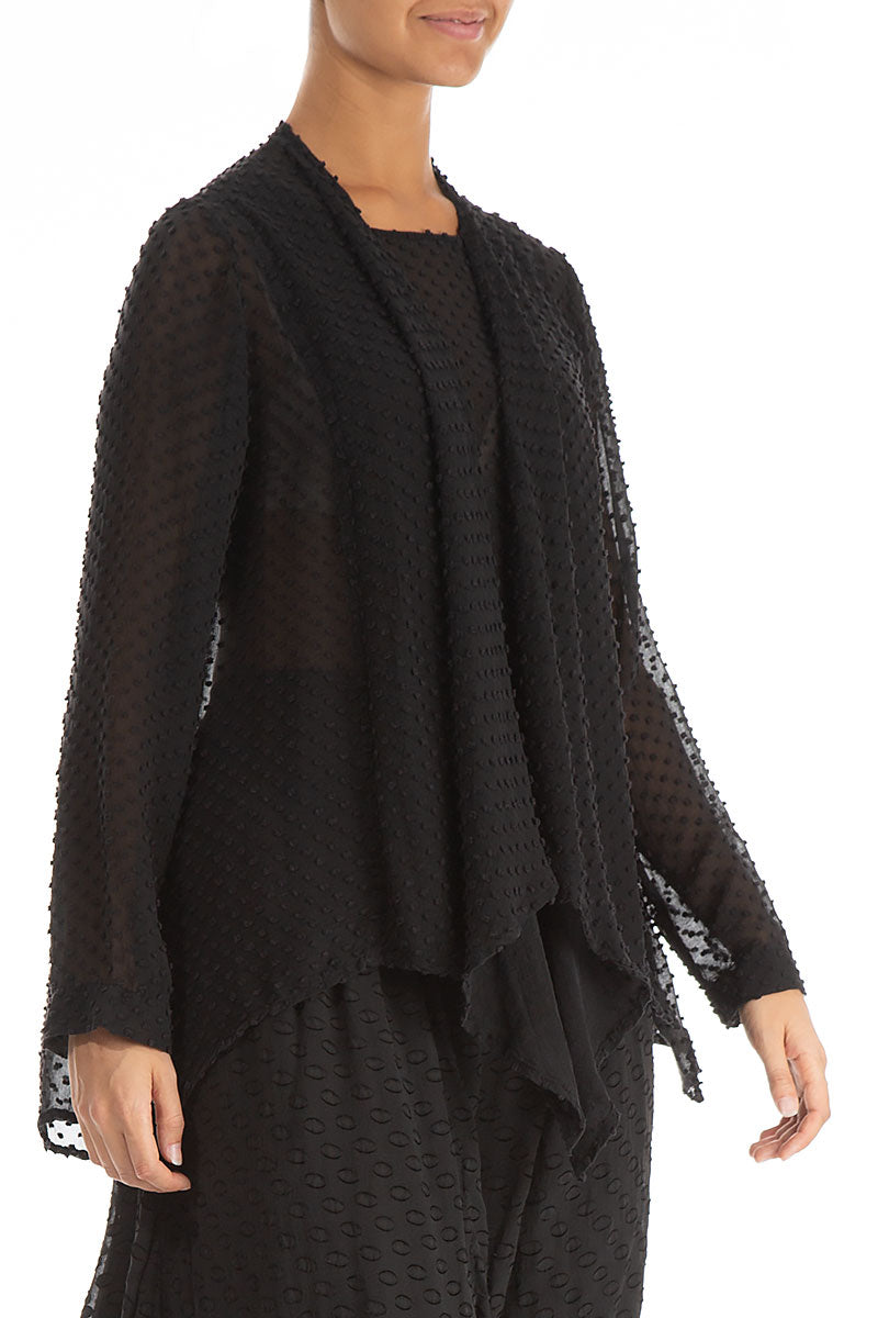 Dotty Black Silk Jacket - Blouse