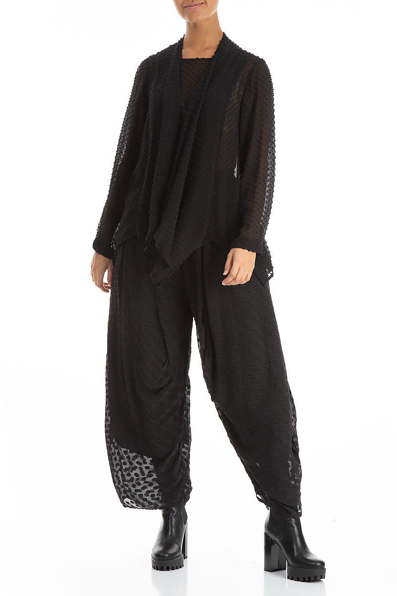 Dotty Black Silk Jacket - Blouse