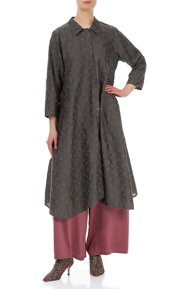 Dotty Chocolate Grey Silk Cotton Jacket