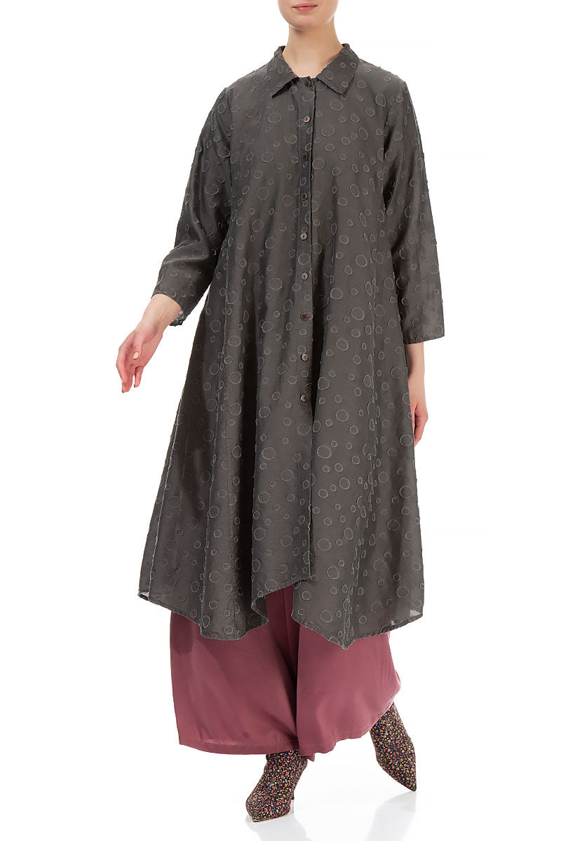 Dotty Chocolate Grey Silk Cotton Jacket