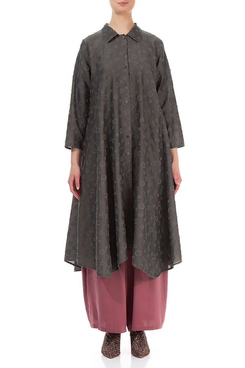 Dotty Chocolate Grey Silk Cotton Jacket