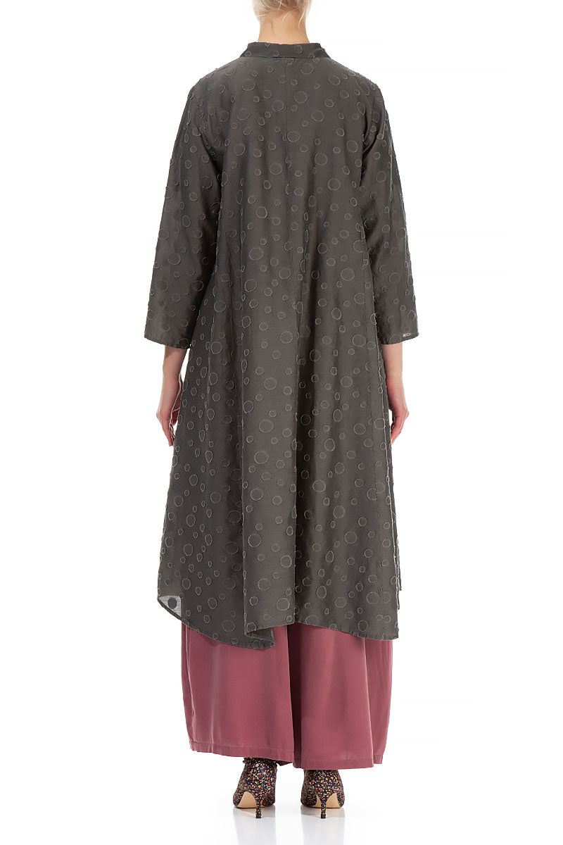 Dotty Chocolate Grey Silk Cotton Jacket