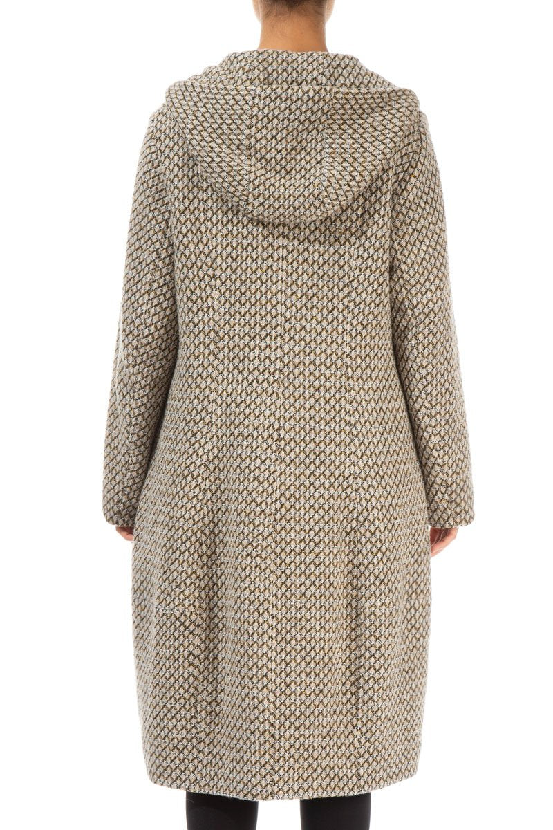 Double Breasted Beige Virgin Wool Coat