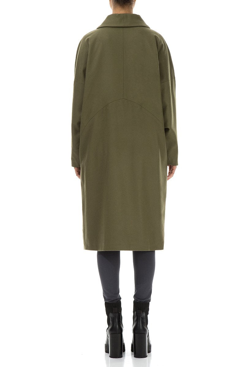 Double Breasted Khaki Wool Cashmere Coat