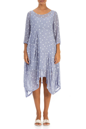 Draped Lavender Dotty Silk Dress