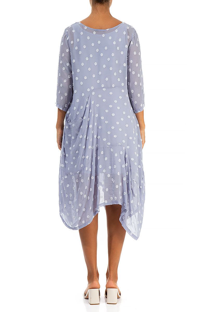 Draped Lavender Dotty Silk Dress