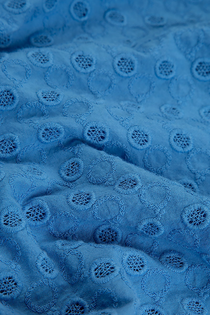 Embroidered Cornflower Cotton Scarf