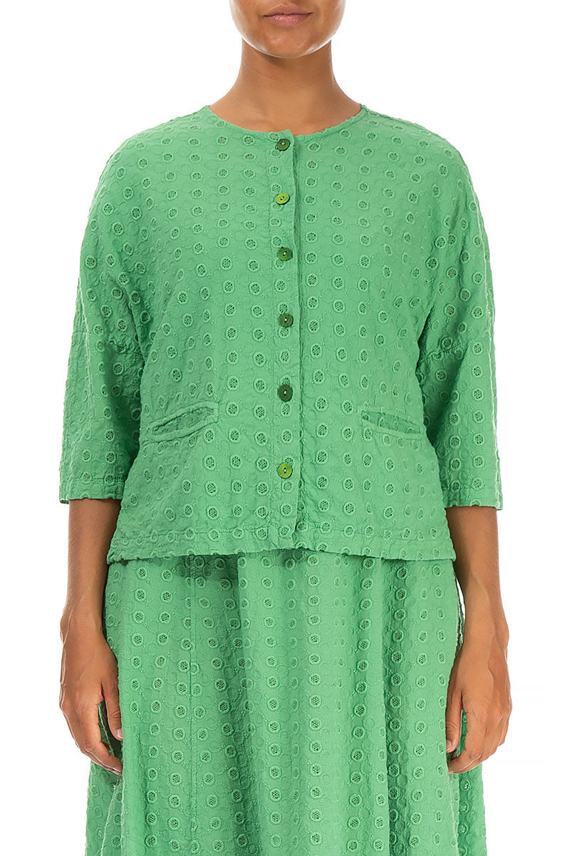 Embroidered Spring Green Cotton Jacket