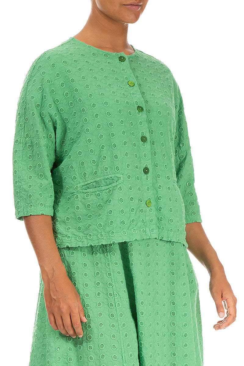Embroidered Spring Green Cotton Jacket