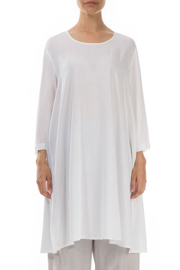 Buttoned Back White Silk Tunic