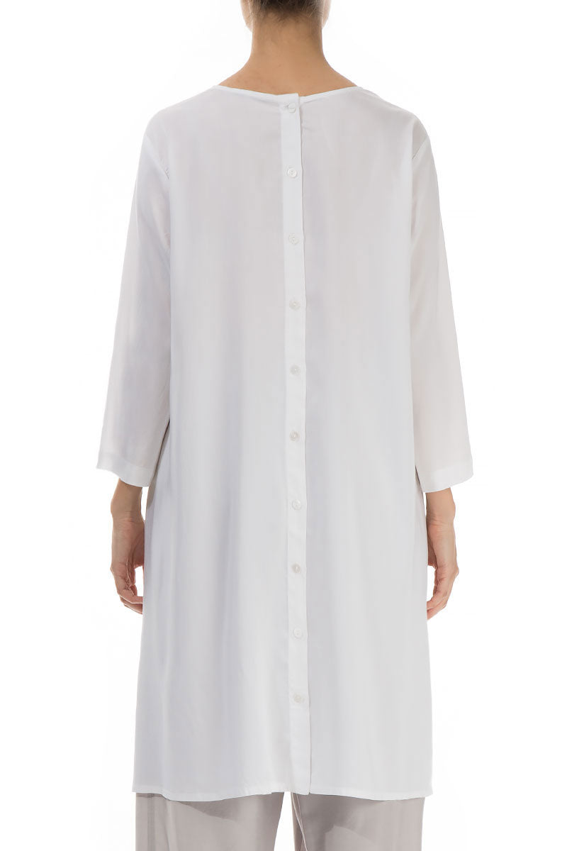 Buttoned Back White Silk Tunic