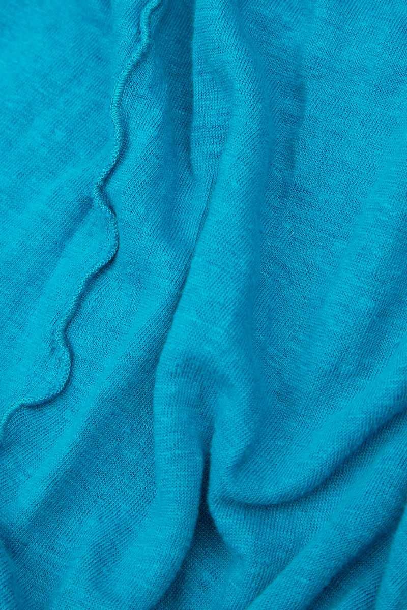 Exposed Seam Bright Turquoise Linen Tunic
