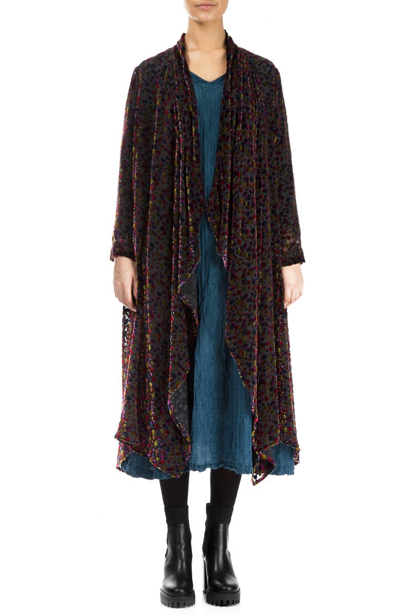 Festive Devoré Dot Open Silk Velvet Jacket