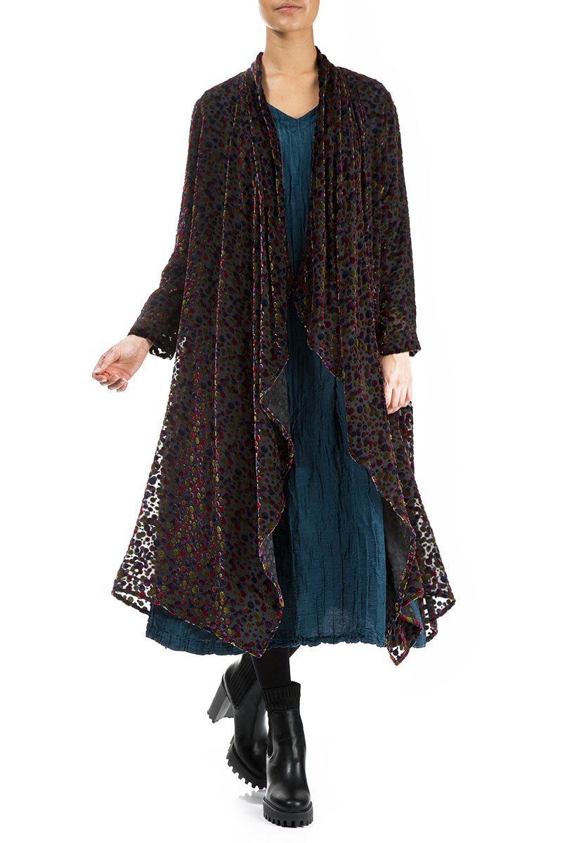 Festive Devoré Dot Open Silk Velvet Jacket