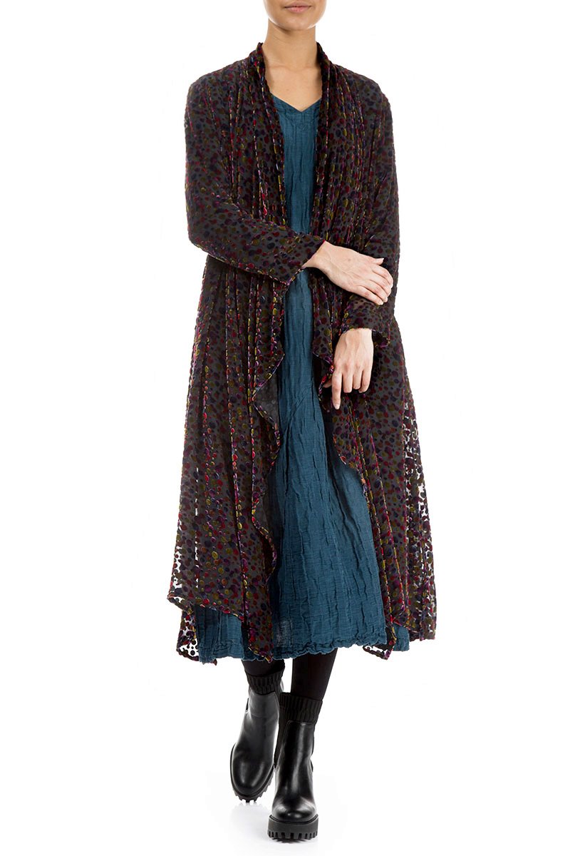 Festive Devoré Dot Open Silk Velvet Jacket